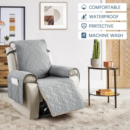 Grey waterproof armchair cover - armchair,